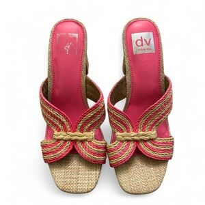 Dolce Vita Pink Raffia Women's Block Heels